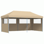 VidaXL Tente de réception pliable escamotable avec 3 parois latérales Modèle AbriWave 302 - beige 4004943
