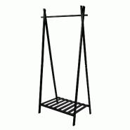 WellHome - Portant à vêtements en bambou avec étagère 78x44,5x159cm couleur noire - Bambou WH17018