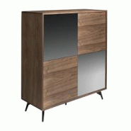 AC ANGEL CERDA Angel Cerdá Buffet haut en verre noir effet miroir, noyer et acier noir 3059C 110 x 45 x 124 - marron Bois massif 8435631003366 AC ANGEL CERDA Angel Cerdá Buffet haut en verre noir effet miroir, noyer et acier noir 3059C 110 x 45 x 124 - marron Bois massif 8435631003366