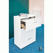 Armoire moyenne avec 3 tiroirs pour dossiers suspendus. - MDD - Hêtre, Gris aluminium