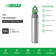 CO? Technique SIAD - Applications industrielles - Bouteilles B50, Cadres, Vrac liquide réfrigéré