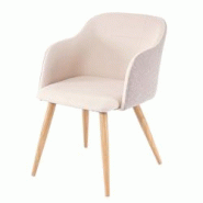 Décoshop26 - Chaise de salle à manger x1 design rétro accoudoirs tissu/textile crème-beige 04_0002219 - beige 3000259832695 Décoshop26 - Chaise de salle à manger x1 design rétro accoudoirs tissu/textile crème-beige 04_0002219 - beige 3000259832695