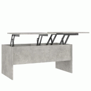 Décoshop26 - Table basse avec plateau relevable design moderne et contemporain 102 x 50,5 x 46,5 cm bois d'ingénierie gris DEC039246 - gris Bois mas
