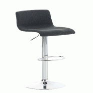 Décoshop26 - Tabouret de bar avec repose-pieds pivotant dossier incurvé en tissu gris foncé et métal chromé 10_0004967 - gris métal 3000252385754