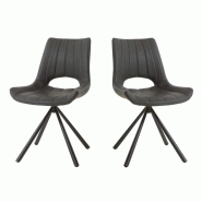 Deladeco Matelpro - Chaise de salle à manger pivotante moderne en PU noir Mambo (lot de... - NoirAssise pivotante à 360° - noir 3665367350679