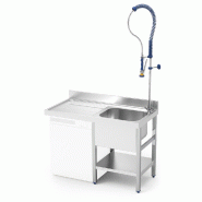 Évier en acier inoxydable pour lave-vaisselle avec égouttoir à gauche et robinet de douche Série RD intégré - inox FRI960080201