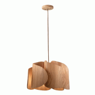 Fabas Luce Suspension Pevero En Frêne Et Métal, Design Moderne, Douille E27, Idéale Pour L'Éclairage Intérieur, Diamètre 420 Mm - marron 8019282533634
