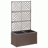 Helloshop26 - Jardinière lit surélevé plantes fleurs jardin treillis 2 pots 58 x 30 x 107cm résine tressée marron 02_0001272 - 3000076421539 Helloshop26 - Jardinière lit surélevé plantes fleurs jardin treillis 2 pots 58 x 30 x 107cm résine tressée marron 02_0001272 - 3000076421539