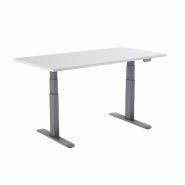 KIMEX - Bureau motorisé assis-debout 180x75cm Plateau blanc/Pied gris - blanc 3700685422612