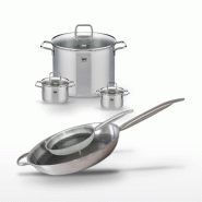 Lot 3 Faitouts 12/14/26cm & 2 Poêles 24/32cm Elo Relief Solution - gris 3176239959994
