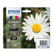 Pack 4 cartouches Epson 18 noir et couleurs pour imprimantes jet d'encre Pack 4 cartouches Epson 18 noir et couleurs pour imprimantes jet d'encre