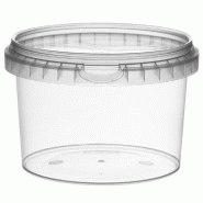Pot rond transparent avec couvercle inviolable 565cc Ø 11,8x8cm - par 268