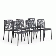 RATTATAN Lot de 6 chaises empilables en polypropylène avec fibre de verre pour jardin ou intérieur, hydrofuges et résistantes, design moderne-TRIXY