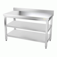 Table de travail en inox 1500 x 600 mm adossée avec 2 étagères PREMIUM / GOLDINOX - inox 3701770800797 Table de travail en inox 1500 x 600 mm adossée avec 2 étagères PREMIUM / GOLDINOX - inox 3701770800797