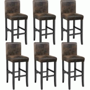 TecTake GmbH tectake Tabouret de bar en cuir synthétique marron antique - 406302 - noir Bois massif 406302 TecTake GmbH tectake Tabouret de bar en cuir synthétique marron antique - 406302 - noir Bois massif 406302