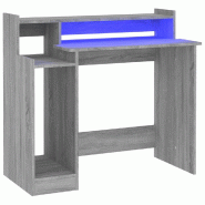 VidaXL Bureau et lumières LED Sonoma gris 97x45x90cm Bois d'ingénierie Modèle Apex Luna - 820476