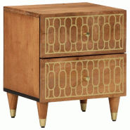 VidaXL Table de chevet 40x33x46 cm Bois de manguier solide - Modèle Jasmin - Bois massif 358282