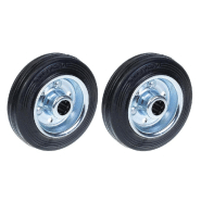 Roues 100mm 4" en caoutchouc noir avec centre en acier pressé 90kg - Lot de 2 Roues 100mm 4" en caoutchouc noir avec centre en acier pressé 90kg - Lot de 2