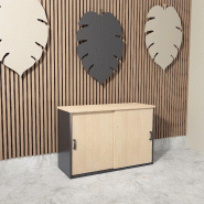 Armoire basse à portes coulissantes Mobel Linea. - 120, Gris anthracite, Chêne moyen_0