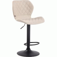 Décoshop26 - Tabouret de bar x1 avec coutures décoratives en forme de losanges en tissu crème et métal noir 10_0004664 - noir 3000252220604 Décoshop26 - Tabouret de bar x1 avec coutures décoratives en forme de losanges en tissu crème et métal noir 10_0004664 - noir 3000252220604