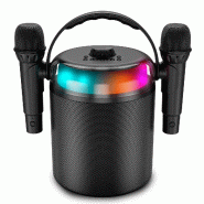 Enceinte Autonome Ledwood PLAYKARAOKE 120W, LED RVB, Bluetooth USB, 2 Micros sans fil, Effets Vocaux, Compatible TV Connectée - 3666630008051