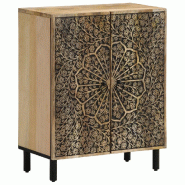 Helloshop26 - Armoire latérale rétro bois de manguier massif 60 x 33 x 75 cm grand espace de rangement décoration en bois naturel 02_0047284 - Bois