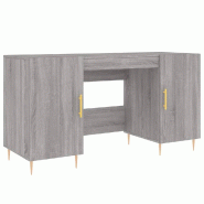 Helloshop26 - Bureau table poste de travail meuble d'ordinateur informatique étude sonoma 140 x 50 x 75 cm bois d'ingénierie gris 02_0023953 - 30002