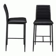 Helloshop26 - Lot de 2 tabourets de bar chaises avec pieds en acier assise synthétique et hauteur d'assise 66 cm noir 03_0005787 - 3000683299781 Helloshop26 - Lot de 2 tabourets de bar chaises avec pieds en acier assise synthétique et hauteur d'assise 66 cm noir 03_0005787 - 3000683299781