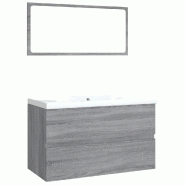 Helloshop26 - Meuble de salle de bain en bois d'ingénierie 80 x 39,5 x 45 cm design pratique rangement sonoma gris 02_0055244 - gris Bois massif 3000