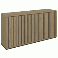 Meuble Vertigo T03 6 tiroirs à l'anglaise MDF noir et chêne clair 180x47x93cm