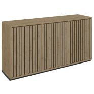 Meuble Vertigo T03 6 tiroirs à l'anglaise MDF noir et chêne clair 180x47x93cm Meuble Vertigo T03 6 tiroirs à l'anglaise MDF noir et chêne clair 180x47x93cm