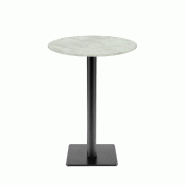 RestooTab - Mange-debout Milan T Ø50cm décor marbre pokhara - blanc fonte TB-MITFF-R50M-MB.POK