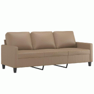 VidaXL Canapé à 3 places Cappuccino 180 cm Similicuir Modèle Servelionne - Matériau naturel 359146
