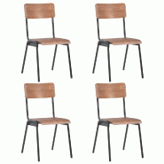 VidaXL Chaises à manger lot de 4 marron contreplaqué solide et acier Modèle Nectar Chic - 280085