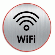 Viso plaque de signalisation signal wifi en aluminium, bande autocollante au dos, diamètre 8 cm