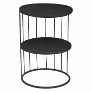 WellHome - Petite table décorative à 3 niveaux Ø36x52 cm noire - multi-matériau WH13912