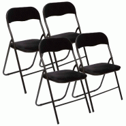 WellHome - Set de 4 chaises pliantes 44x52x73cm en velours noir - PK7102