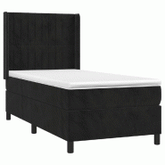 Décoshop26 - Cadre de lit LED avec sommier tête de lit matelas 100x200 cm tissu velours noir TDL0209319 - noir 3001713947764