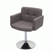 Décoshop26 - Chaise de salle à manger avec accoudoirs et coutures décoratives pivotante en PVC taupe-gris 04_0006282 - gris 3000261685494