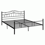 Décoshop26 - Lit double cadre en métal acier revêtu noir avec sommier en métal 140 x 200 cm 03_0002670 - noir métal 3000323599783 Décoshop26 - Lit double cadre en métal acier revêtu noir avec sommier en métal 140 x 200 cm 03_0002670 - noir métal 3000323599783