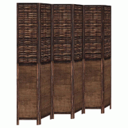 Décoshop26 - Paravent séparateur de pièce cloison 6 panneaux en bois de paulownia marron et bambou DEC031103 - marron 3000258290946