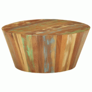 Décoshop26 - Table basse Ø65 x 31 cm bois de récupération massif multicolore DEC040229 - Bois massif 3000264817885
