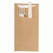 Etui pour couverts kraft naturel + serviette blanche 11,2x22,5cm x400