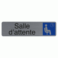 Exacompta - Réf. 67167E - 1 Plaque adhésive imitation aluminium Salle d'attente - 16,5X4,4 cm - Gris - gris 67167E