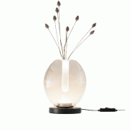 Fabas Luce Lampe De Table Led Tully 7W Avec Structure En Métal Et Verre Borosilicate Cognac, Commande Tactile Et Température De Couleur 2700K/3000K/