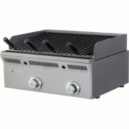 Grill pierre de lave à gaz grille en acier bleui 2 zones | Mainho ELB62GN Grill pierre de lave à gaz grille en acier bleui 2 zones | Mainho ELB62GN