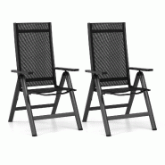 Helloshop26 - Lot de 2 chaise de jardin pliante 72,5 x 58 x 106 cm dossier inclinable au confort ergonomique style moderne en 20_0012405 - 30002272153