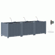 Helloshop26 - Lot de 3 cache-pots modernes jardin design épuré 120 x 40 x 37,5 cm en acier gris clair 02_0058590 - gris acier 3000240674662