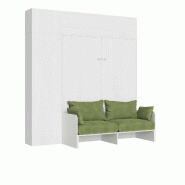 Itamoby Lit double escamotable Kentaro 160 cm avec canapĂ© et meubles en frĂȘne blanc, vert - blanc 8050598059500 Itamoby Lit double escamotable Kentaro 160 cm avec canapĂ© et meubles en frĂȘne blanc, vert - blanc 8050598059500