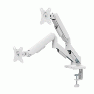 KIMEX - Support écran PC à ressort mécanique 2 écrans PC 17"-32", Blanc - blanc 3700685427037